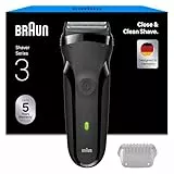 Braun Series 3 Elektrorasierer Herren – Rasierapparat mit 3 Flexiblen Klingen, 30 Minuten Akkulaufzeit, Trockenrasierer für Männer – 300s, Grau