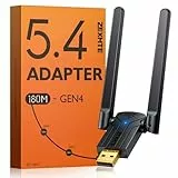 ZEXMTE 5.4 USB Bluetooth Adapter für PC, BR/EDR + BLE Dual-Modus, 180M/590FT Verbindungsentfernung Wireless Bluetooth Empfänger Plug & Play für PC Windows 11/10/8