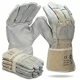 5 Paar Arbeitshandschuhe Leder Herren Damen robuste Lederhandschuhe Montage Schutzhandschuhe EN 388 Handschuhe Gartenhandschuhe Montagehandschuhe Rindkernspaltleder Gr. 10 (5)