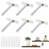 6 Stück Regalhalterung Unsichtbar, 100mm Eisen Vernickelt Schwebende Regalhalterung Schwerlast Tablarträger Regalträger mit Schrauben für Wand Montage Kabinett Möbel