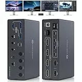 TJCXELE USB C KVM Switch Docking Station 4 PC 4 Monitors with Displaylink，für Windows & Mac M1 M2 M3 M4, 4K60Hz HDMI KVM Switch Support Extended & Mirrored Modes