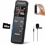 80GB Diktiergerät Digitale mit Spracherkennung, Ponovo Aufnahmegerät 100 Std Kontinuierliche Aufnahme 1536Kbps HD Voice Recorder mit Mikrofon, 1100 mAh Diktiergeräte Mini für Interview Meeting