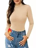 Gyabnw Damen Langarmshirt Rollkragen Unterhemd Layer Tee Warm Thermo Oberteil Slim Fit Basic Tops