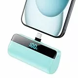 Feob Mini Power Bank 5200mAh für iPhone 16/15 Serie, PD Schnellladung Powerbank USB C Externer Akku mit LCD-Display, Kompatibel mit iPhone 16/15 Plus Pro Max,Samsung S24,USB C Android Telefone - Grün
