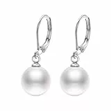 Vissen Perlen Ohrringe HäNgend Damen 10mm WeißE Perle Mit AnhäNger Leverback Hoops Modeschmuck Ohrringe Geschenk