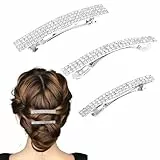 Ouligay 3 Stück Strass Haarspange Silber Glitzernde Braut Haarschmuck Silber Diamant Haarspangen Damen Glitzer Braut Haarspange Hochzeit Pferdeschwanzhalter Französische Verschluss für Frauen Mädchen