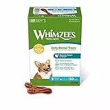 WHIMZEES Zahnbürste S, Monatspackung, 30 Stück – Größe S, Kaustangen für kleine Hunde zur Zahnpflege, Getreidefrei, Natürlich, ohne Zuckerzusatz
