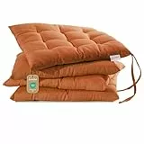 Lavea® Sitzkissen 40x40 cm Terracotta – 4er Set – mit Stoffbändern, Outdoor & Indoor geeignet – Bequeme und Waschbare Stuhlkissen für Garten, Balkon, Terrasse & Esszimmer