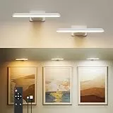 FULEN Bildbeleuchtung Kabellos, Akku Wandleuchte Innen, Kunstleuchten für Malen Foto Portrait, Dart Beleuchtung, LED Wandlampe mit 3 Farbtemperaturen, Fernbedienung mit Timer, Weiß, 2 Stück
