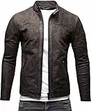 Crone Epic Herren Lederjacke Cleane Basic Leder Jacke in vielen Varianten und Farben (DE/NL/SE/PL, Alphanumerisch, XL, Regular, Regular, Elephant (Nubukleder))