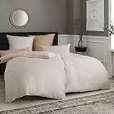 Soifox bettwäsche Beige 135x200 4teilig - bettwäsche-sets aus Mikrofaser mit Reißverschluss 2 Bettbezüge 135 x 200 + 2 Kissenbezüge 80 x 80 cm (4 TLG. 135 x 200 cm, Beige)