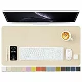 Leder-Schreibtischunterlage – rutschfeste PU-Schreibtischunterlage und Mauspads für Büro und Zuhause – Schreibtisch-Organisation und Zubehör (Beige,80cmx 40cm)