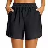 Damen-Badeshorts Mit Taschen, Hohe Taille, Board-Badeanzug, Jungen-Shorts, Breites Elastisches Band, Sport-Yoga-Shorts, Lange Badeshorts Herren