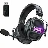 WESEARY Gaming Headset mit Mikrofon, 2,4 G kabelloses Gaming-Headset für PS5, PS4, PC, Switch, Mac, Faltbarer Surround Sound Noise Cancelling Kopfhörer mit LED Licht, Über 50 Stunden Akkulaufzeit