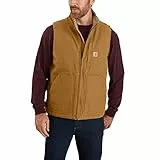 Carhartt Herren Loose Fit Washed Duck Sherpa-Lined Weste, Carhartt® Braun, M