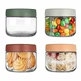 YUEYEE 4 Pack 10 OZ Overnight Oats Gläser,Einmachgläser mit Schraubdeckel für Overnight Oats Salat Joghurt Pudding Chutney Dessertgläser,Wiederverwendbare Glasbehälter mit Deckel Als Mason Jar