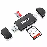 Vanja SD Kartenleser USB C, USB 3.0 Dual Stecker Kamera Adapter Micro SD Kartenlesegerätr für SD, SDXC, SDHC, MicroSD | Kompatibel mit iPhone 16/15, MacBook Pro/Air, Smartphone usw