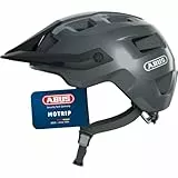 ABUS MTB-Helm MoTrip - robuster Fahrradhelm mit höhenverstellbarem Schirm für Mountainbiker - individuelle Passform - Unisex - Grau Glänzend, M, M (54-58 cm)