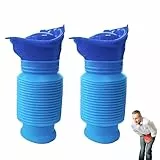 2 Stück 750 ml Schrumpfbares Urinal, Urinflasche für Männer und Frauen, Unisex Tragbare Mobile Toilette, Faltbare Urinflasche für Auto, Reisen und Unterwegs, Wiederverwendbare Urinflaschen für Auto