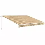 Outsunny Markise Gelenkarmmarkise Sonnenschutz mit Handkurbel 3,5 x 2,5m Gelb Grau Alu Polyester