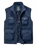 Harbrosrce Herren Outdoor Anglerweste Kolonnenstand Leicht Ärmellos Jacke mit Vielen Taschen Für Safari Golf Jagd Angeln Fotografie Wandern