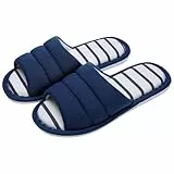 YUECIBAI Hausschuhe Pantoffeln Damen Herren Baumwoll Pantoffeln Mit Offener Zehe Weiche Hausschuhe Lässig Flip Flop Damen Home Slip-On-Memory-Schaum Schlafzimmer-Flats 41-42 (9,8-10 Zoll) Blau