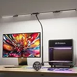 EYOCEAN Schreibtischlampe, Schreibtischlampe mit 4 Lichtquellen, 24W 100cm Tageslichtlampe Schreibtisch mit Fernbedienung, Dimmbare Monitor Lampe, Schwanenhals Büro Tischlampe, Augenschutz PC Lampe