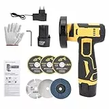 Weytoll Mini-Winkelschleifer 21 V, kabellose Trenn- und Poliermaschine mit 2 wiederaufladbaren Akkus, 6 Scheiben für Ziegel, Holz, Stahl, Stein