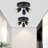 muyuua LED Deckenstrahler 3 Flammig Strahler: 2er Deckenlampe Spot 12W Modern 350° Schwenkbar Deckenleuchte 3000K Warmweiß Deckenstrahl Metallic Grau Deckenspot für Küche Wohnzimmer Schlafzimmer
