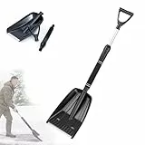 Schneeschaufel ausziehbar 71cm-86cm, Abnehmbar, leicht zu verstauen, Frostschutz-Schwammgriff (Schwarz)