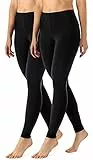 Merry Style Damen Lange Leggings aus Viskose 2 Pack MS10-143 (Schwarz/Schwarz, S)