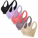 Generisch 5er Pack BHS Bustier Damen Sport BH Große Größen Starker Halt Comfit BHS Atmungsaktiv Soft Seamless BH-Set Bra Sportunterwäsche für Damen Alltag Joggen Yoga Fitness Angebote Schwarz L