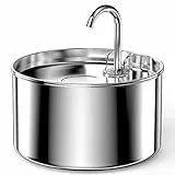 UIOOQ Cat Water Fountain Katzenbrunnen, Trinkbrunnen für Katze SUS 304 Edelstahl, 24 Stunden das Wasser Sauber Halten, 2,2 L Kapazität, Ultra-Quiet, Kein Sputter, Kompakt