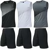 BOOMCOOL Weißes Tanktop für Herren, Hemd und kurze Workout-Kleidung, ärmellos, schnelltrocknend, für aktive Aktivitäten, 2 Stück, 6811 - Schwarz, Grau, Weiß, Mittel
