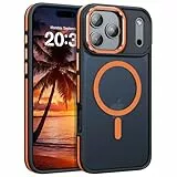DOMAVER Magnetic Hülle für iPhone 17 Pro [6,3 Zoll] Kompatibel mit MagSafe Zubehör, Handyhülle iPhone 17 Pro Case - Mattierte Schutzhülle mit Metallschimmer| Perfekter Rundumschutz | Orange