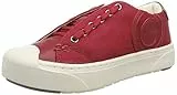 heybrid Damen Sneaker mit Patch Schnürhalbschuh, Weinrot, 40 EU