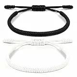 Aucuu Glücksarmband, 2 Stück Freundschaft Armbänder, Geflochtene Freundschaftsarmbänder, Handgefertigt Verstellbar Armbänder, Gewebte Tibet Stil Armband für Frauen Damen Herren Kinder Jungen