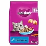 WHISKAS Trockenfutter für ausgewachsene Katzen 3 x 3,8kg mit Thunfisch