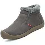 VTASQ Winterstiefel Herren Winterschuhe Gefüttert Warme Schneestiefel Outdoor rutschfest Kurzschaft Boots Slip On Grau-1 42 EU