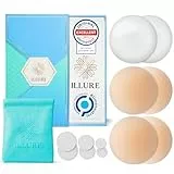 ILLURE® Nippelpads – Damen Nipple Cover [2 Paar] mit Brustwarzenschutz - Nipple Pads wiederverwendbar & waschbar - dünne Selbstklebende Brustwarzen Nippelabdeckung aus hypoallergenem Silikon [8 cm]
