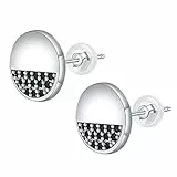 Yinsen Damen Ohrstecker Runde 925 Silber, Schwarze ohrringe Unisex Ohrringe/Herren Geburtstags Geschenk