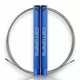 Springseil Crossfit – Profi Speed Rope mit 2 Stahlkabeln & Mesh-Tasche – Ultraleichtes Springseil für WODs & Boxen – Einstellbares Speedrope für Fitness, Cardio und Boxen – CATGRIPS (Blau)
