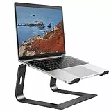 OMOTON Laptop Ständer, Notebook Ständer mit Belüftung, Universal PC Riser Ergonomisch Laptop Halterung Aluminium, passend für Laptops in 10-15,6 Zoll für MacBook Pro/Air, Schwarz