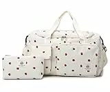 Suweir Sporttasche Kinder Reisetasche Mädchen Damen mit Schuhfach und Nassfach Cord Schwimmtasche Weekender Travel Bag Erdbeere Handgepäck Tasche Geldbörse für Reisen, Fitness, Sport Schwarz Beige