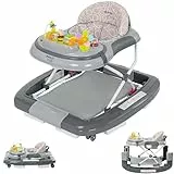 ib style 5in1 Lauflernhilfe, Gehfrei, Schaukelfunktion mit Licht & Melodie, Laufhilfe für Baby ab 6 Monate, Little World, Grau