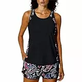 Tankini Damen Bauchweg Bademode Zweiteilig Badeanzug Elegant Tanktop Swimsuits High Waist Schwimmanzug mit Badeshorts Badeanzüge Weiche Bequeme Swimwear Outdoor Sport Badebekleidung
