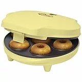 Bestron Donut Maker im Retro Design, Mini-Donut Maker für 7 kleine Donuts, inkl. Backampel & Antihaftbeschichtung, 700 Watt, Farbe: Gelb