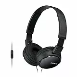 Sony MDR-ZX110AP faltbarer Bügelkopfhörer mit Headsetfunktion, Schwarz, Mit Mikrofon, 25