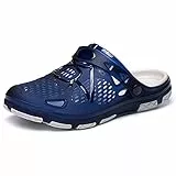 Hitmars Clogs Herren Gartenclogs Badeschlappen Latschen Badelatschen Männer Schlappen Garten Clogs & Pantoletten für Herren Gummi Gartenschuhe Sommer Atmungsaktiv Blau EU 44