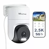 VIM TAG 2,5K Überwachungskamera Aussen, 5G WLAN Kamera Überwachung Außen,360°PTZ-Außenkamera mit Farbige Nachtsicht,Aussenkamera für PIR-Bewegungserkennung, 2-Wege-Audio, IP66,Alexa,Cloud/SD Card
